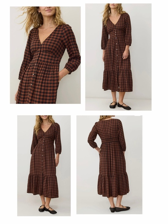Dresses & Skirts - Marine layer Maeve Plaid Long Sleeve Maxi Dress